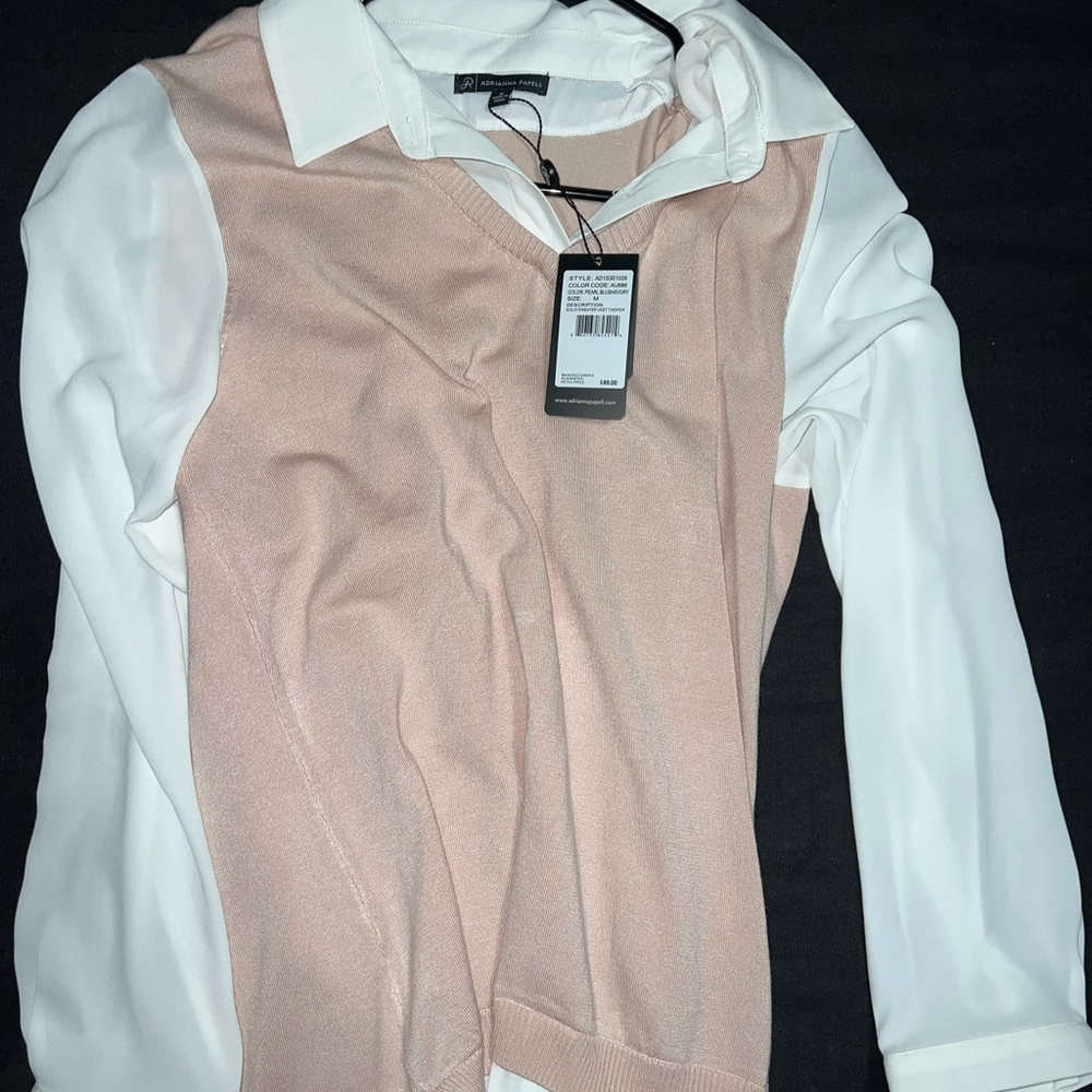 Adrianna Pappel - Twofer sweater vest with collared shirt